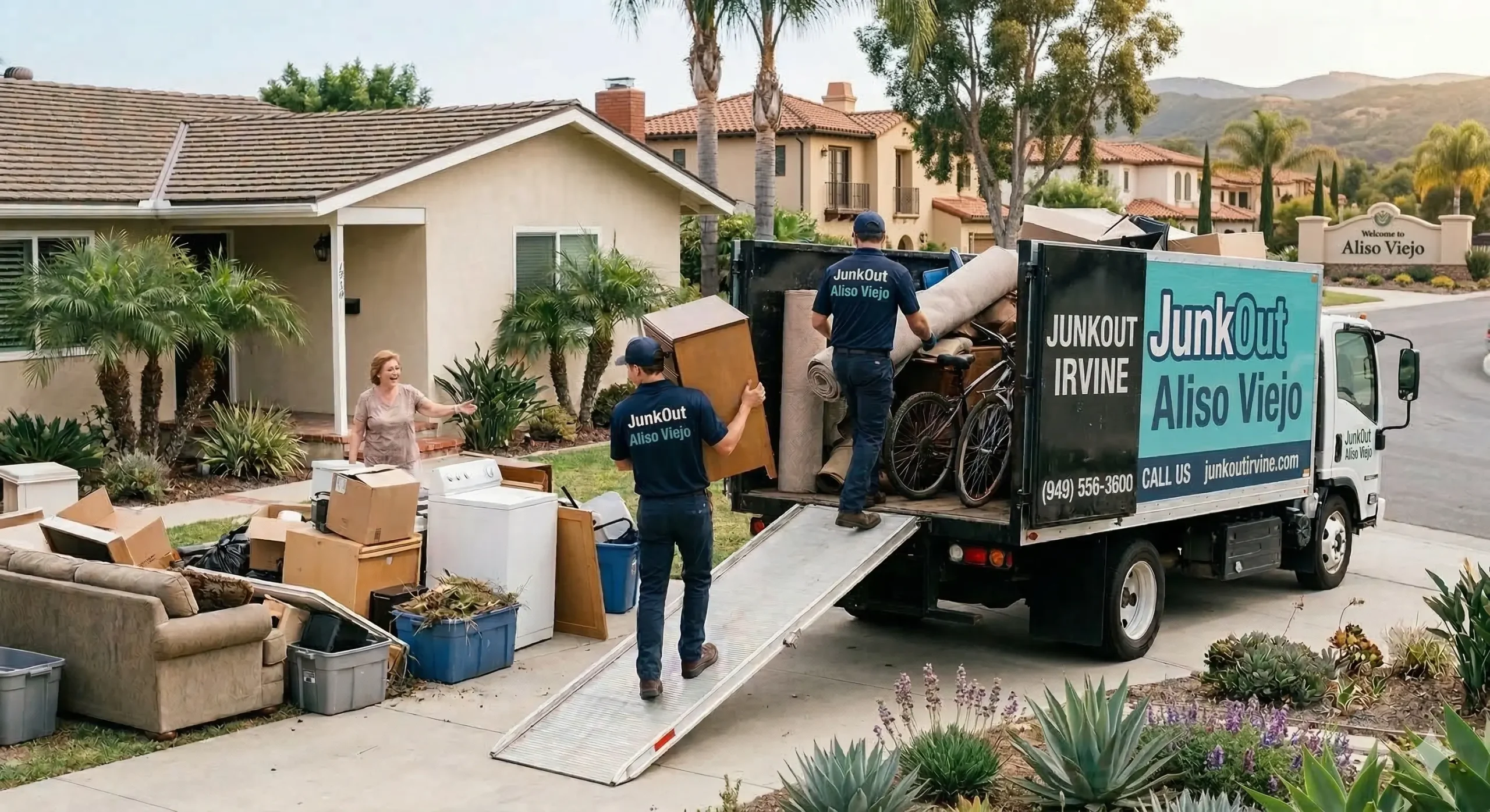 Professional working in Aliso Viejo junk removal service, California - JunkOut Irvine apartment cleanouts and residential junk hauling