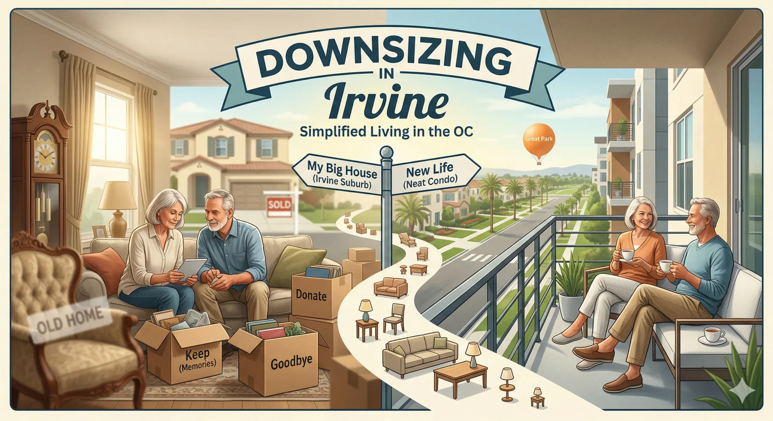 Complete downsizing guide for Irvine empty nesters and retirees moving to smaller homes
