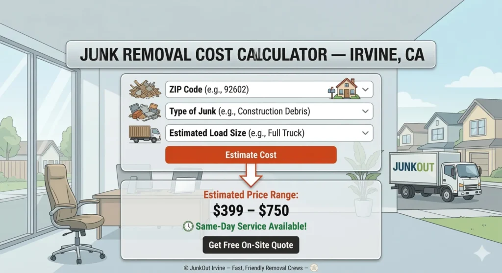 Junk Removal Cost Calculator in Irvine, CA
