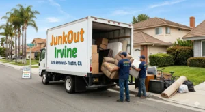 Professional junk removal truck serving Tustin, California - JunkOut Irvine same-day service