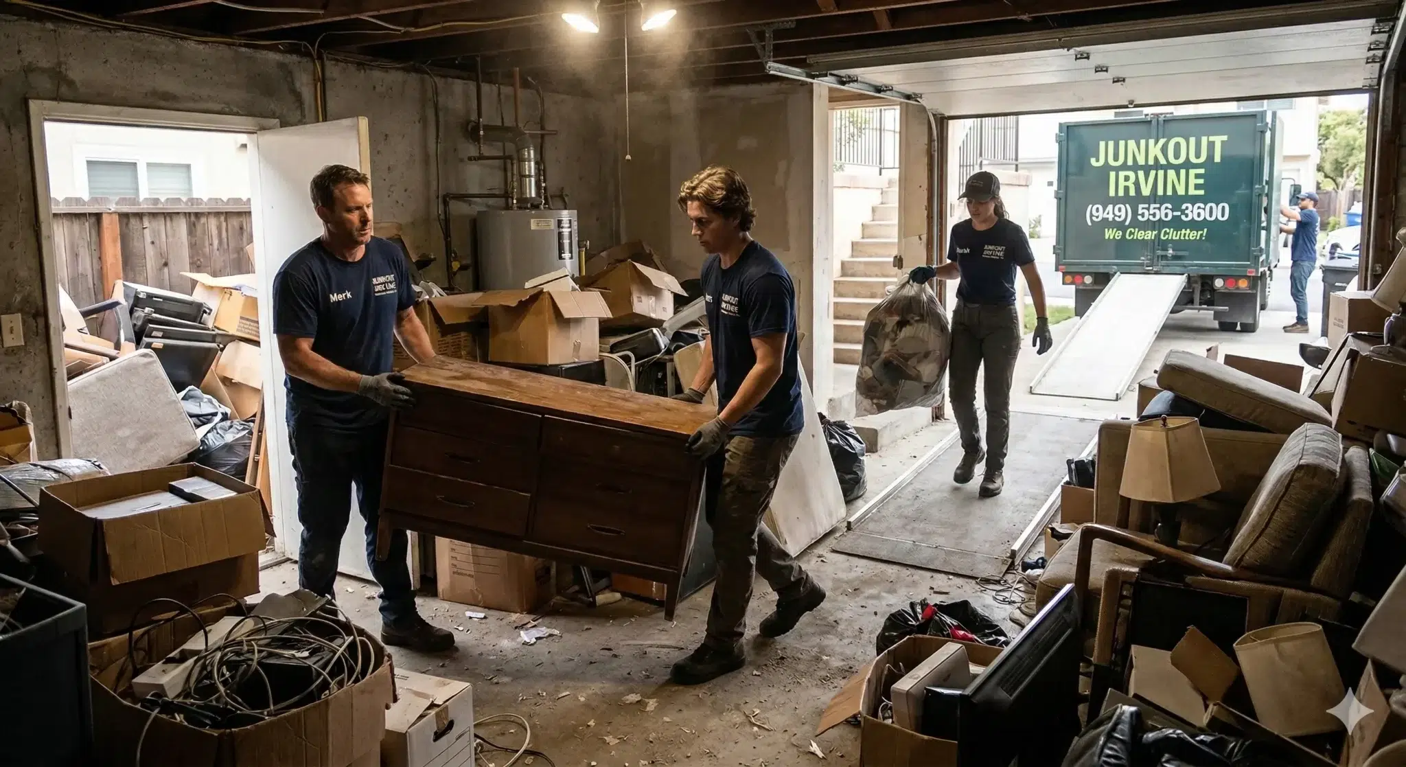 Professional junk removal truck serving Newport Beach, California - JunkOut Irvine coastal service