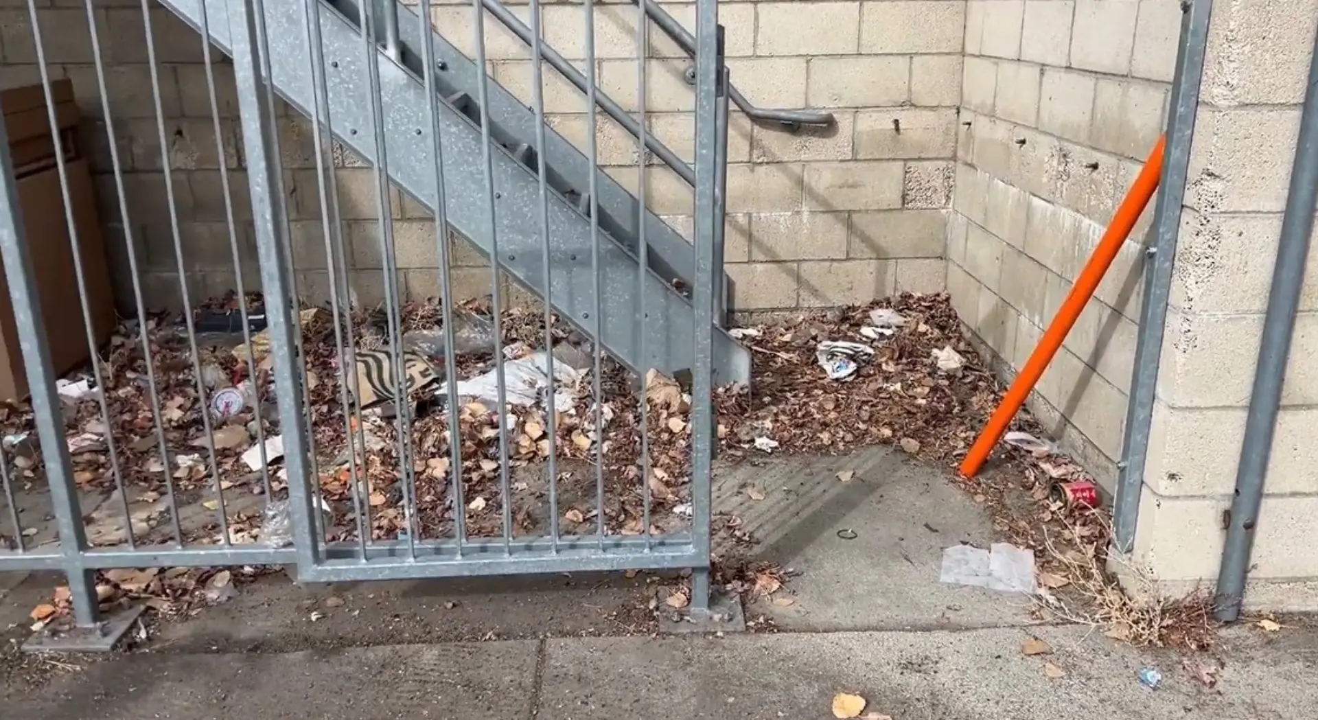 Leaf litter and debris cleared from a residential gated area