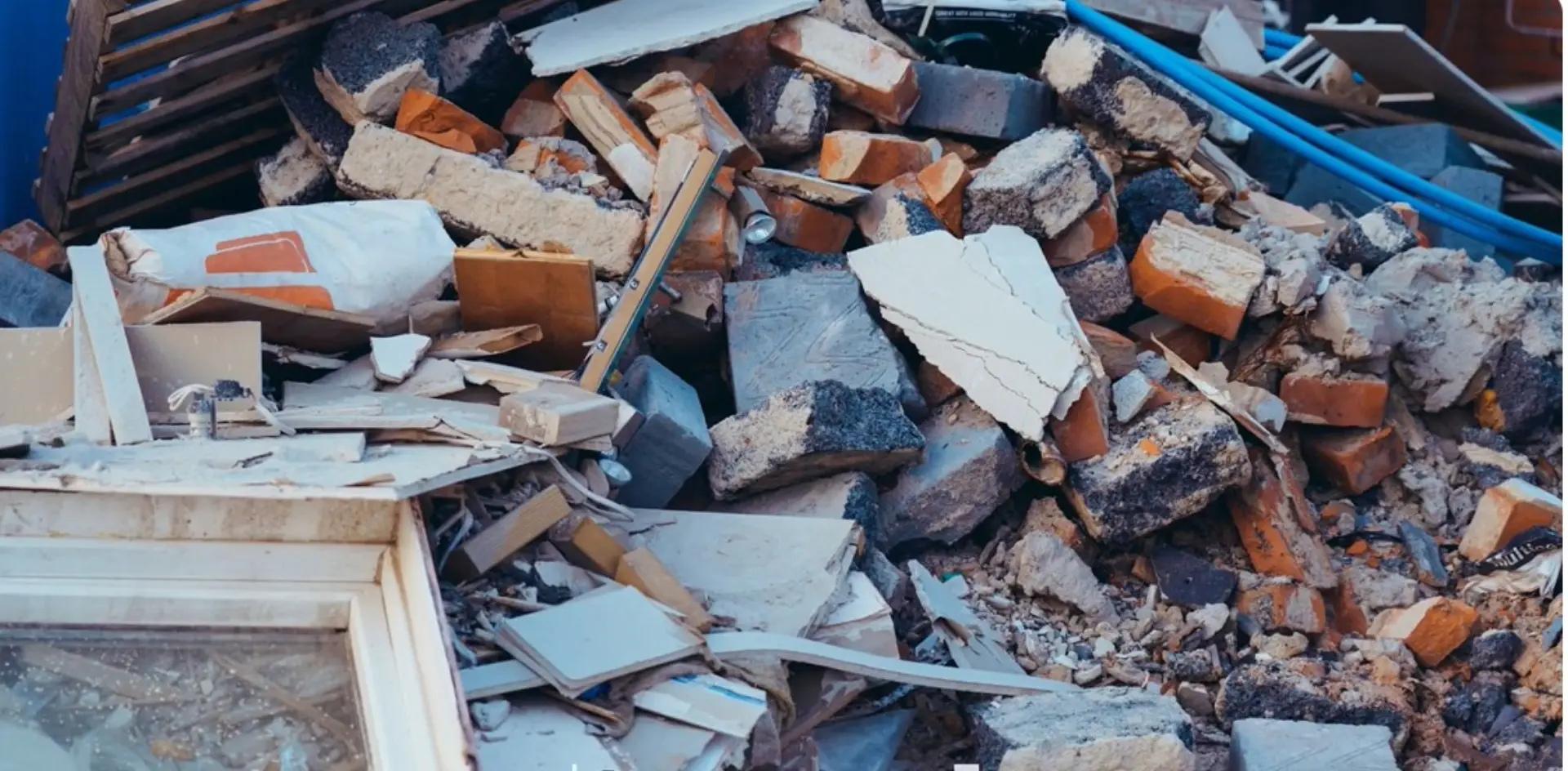 Renovation and demolition debris removal in Irvine, demolition rubble ready for haul away