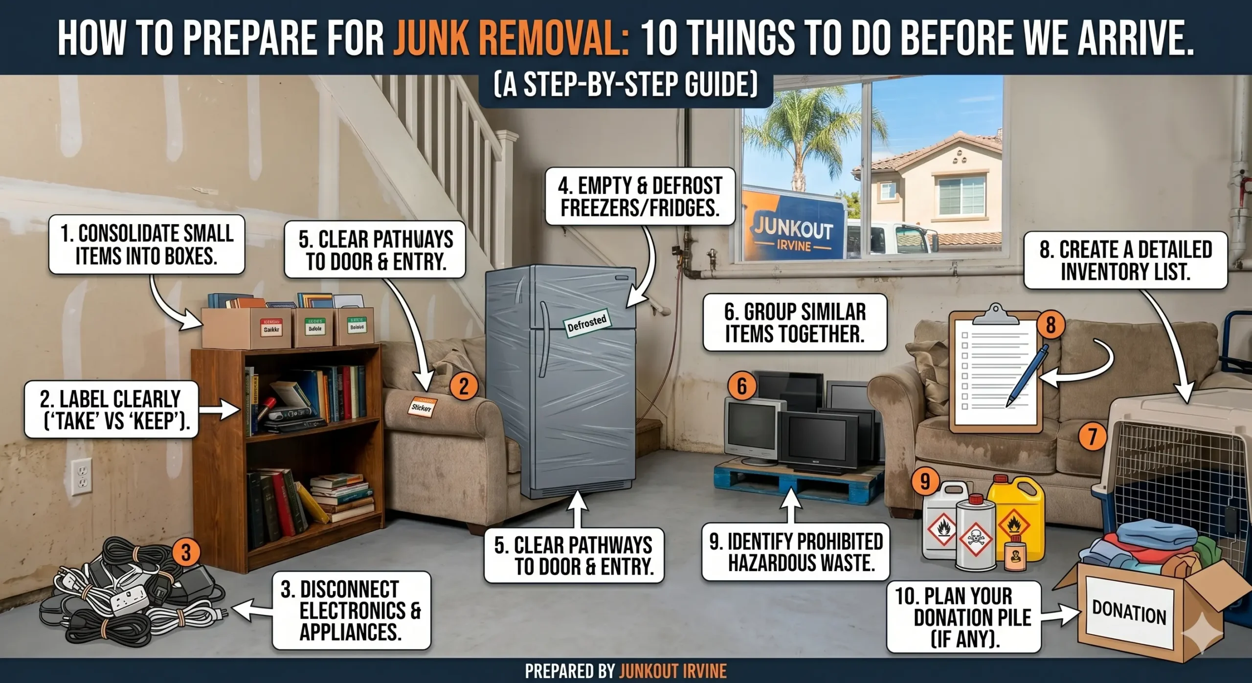 Preparing for a junk removal appointment in Irvine, CA