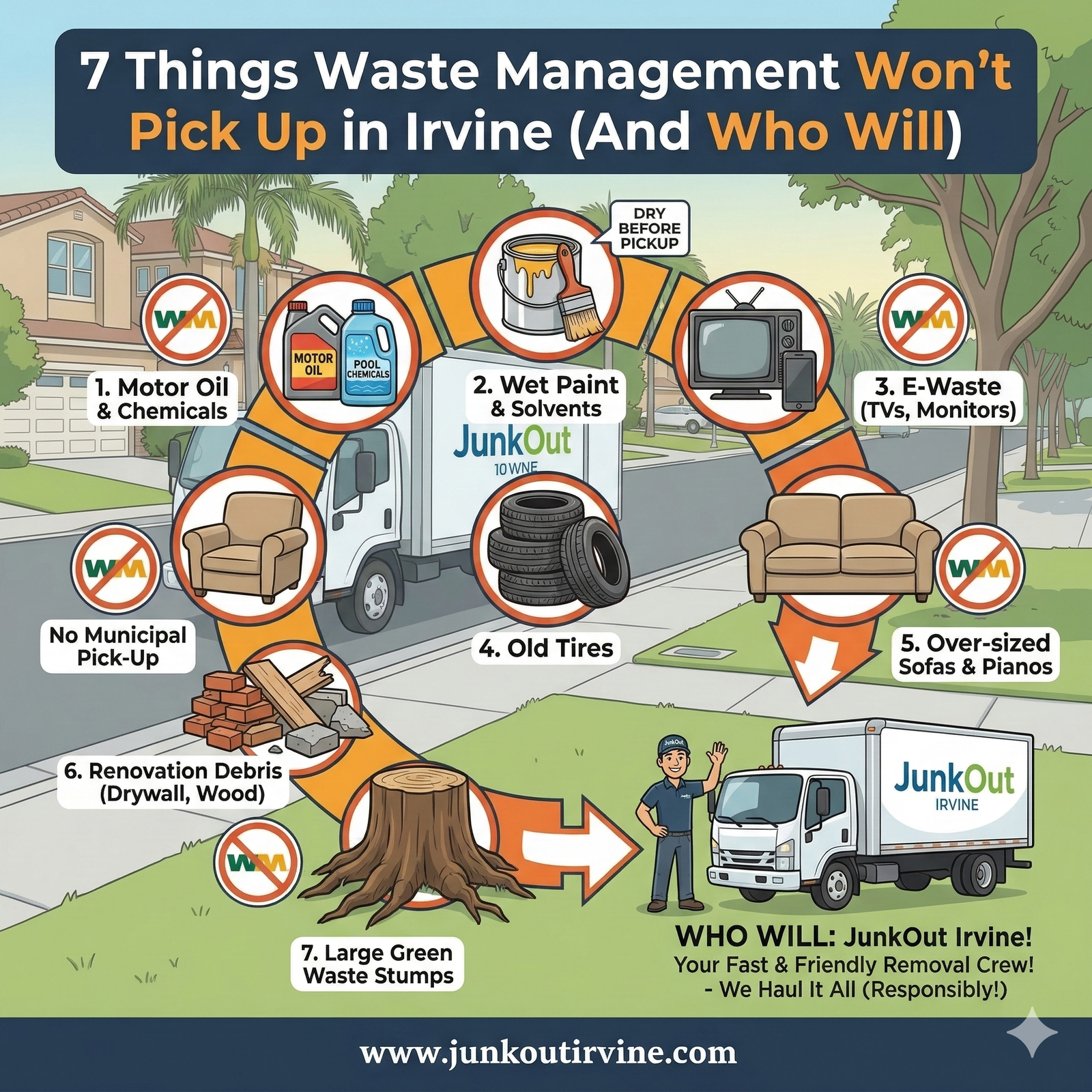 Things Waste Management won't pick up in Irvine, CA